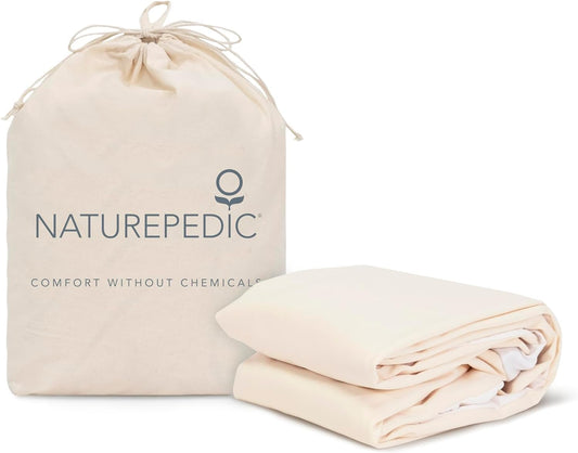 Naturepedic Organic Waterproof Mattress Protector Pad - Washable & Reusable Fitted Stretch Knit Mattress Cover - Highly Absorbent Bed Incontinence Pads - Breathable Cotton Protector for Full, 9"-16"