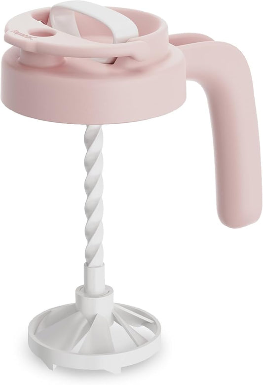 Papablic 32oz Wide Mouth Mason Jar Pour Spout Lid with Mixing Handle & Flip Locking Spout for Mixing Formula/Breastmilk/Protein Powder/Coffee, Pink