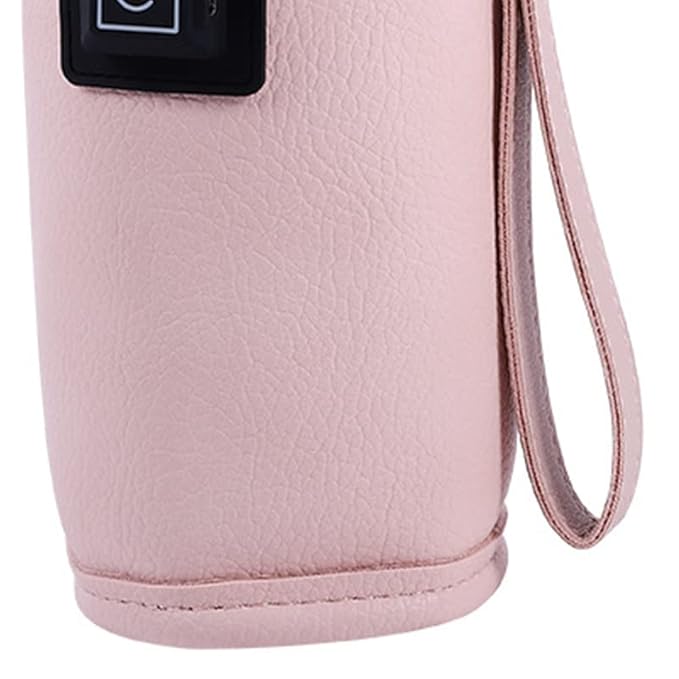 Plplaaoo USB Baby Bottle Warmer Portable Milk Heater, Fast Heating Baby Bottle Warmer with 3-Speed Temperature Adjustment, Insulated USB-Powered Bottle Warmer for Infants, Compact Design (Pink)
