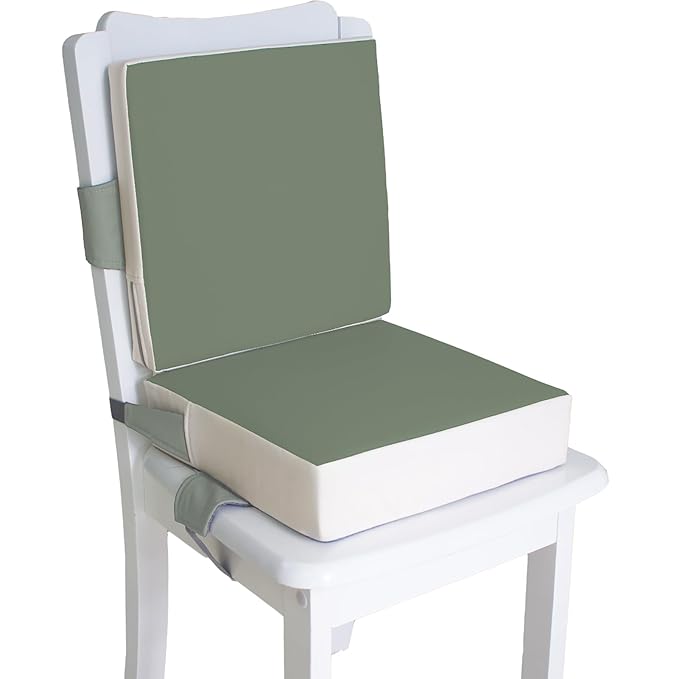 Booster Seat for Dining Table, PU Anti-Scratch Easy Cleaning Kids Toddler Booster Seat for Table, Portable Travel Increasing Cushion for Chair - Green