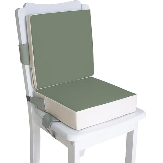 Booster Seat for Dining Table, PU Anti-Scratch Easy Cleaning Kids Toddler Booster Seat for Table, Portable Travel Increasing Cushion for Chair - Green