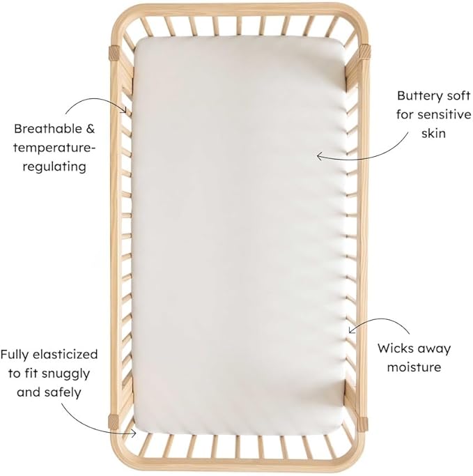 Kyte Baby Soft Crib Sheet - Standard Fitted Crib Sheet Made with Rayon from Bamboo, Ultra-Gentle and Breathable (Rust Rainbow on Midnight)