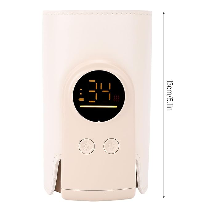 Baby Bottle Warmer, 13cm / 5.1inConstant Temperature USB Rechargeable Portable Bottle Warmer Insulated Sleeve Digital Display Holder for Travel Outdoor Camping