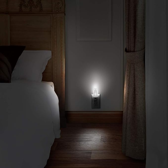 Emotionlite Plug in Night Light, Neutral White LED Nightlight, Dusk to Dawn Sensor, Kids, Nursery, Bedroom, Bathroom,Hallway, Stairs, Kitchen, 4 Pack