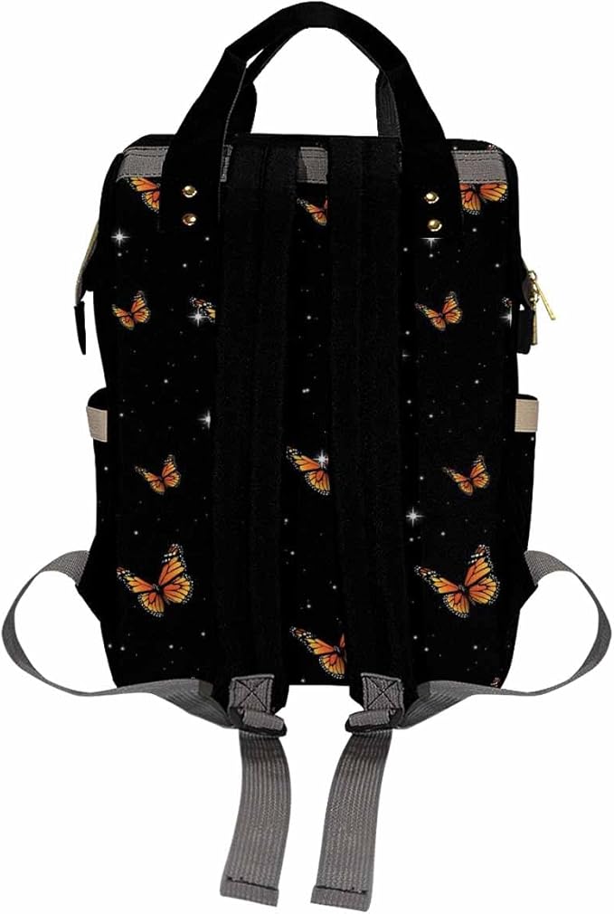 D-Story Custom Name Backpack For Mom Customized Diaper Bag Princess Mommy Bag Personalized Back Pack Baby Backpack For Outdoor Shopping Mommy Bag, Rainbow Butterflies