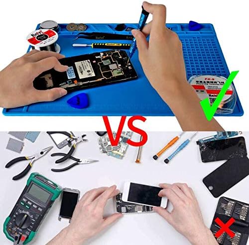 Kaisi S-140 Magnetic Insulation Silicone Soldering Mat, Heat Resistant Work Mat 932F for Repair Electronics, Phone, Soldering Iron, Gun, BGA, Workbench, Size: 13.8 x 9.8 inch