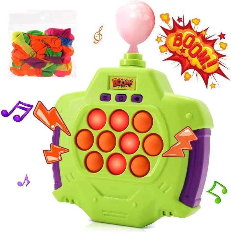 Boom of Balloons Pop Fidgets Kids Games Toys, Handheld Sensory Game with Balloons, Quick Push Game Console, Bubble Stress Pop Light Up Game