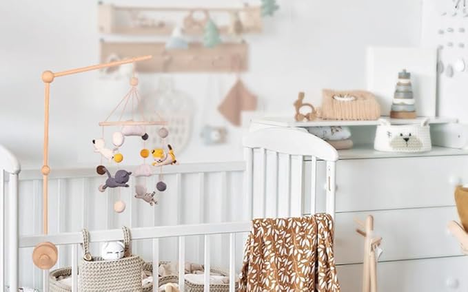 Baby Crib Mobile Arm,VKP Wooden Mobile Arm for Crib Mobile Hanger for Crib Baby Girl Nursery Decor (Wood)