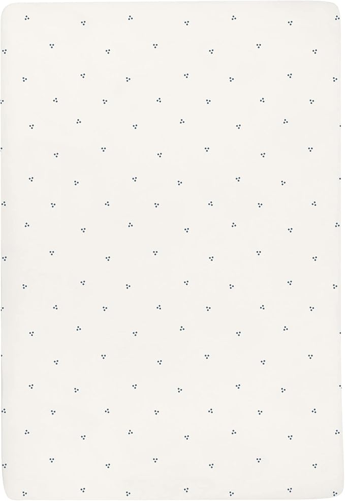 Ely's & Co. Patent Pending Waterproof Pack and Play Sheets, 100% Cotton with Waterproof Lining – 2 Pack Fitted Mini Crib Sheet Set, Berry and Cluster Dot (Blue) 38” x 24”