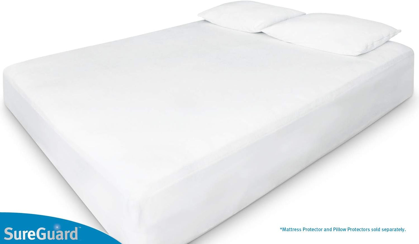 SureGuard King Size Mattress Protector - 100% Waterproof, Hypoallergenic - Premium Fitted Cotton Terry Cover White