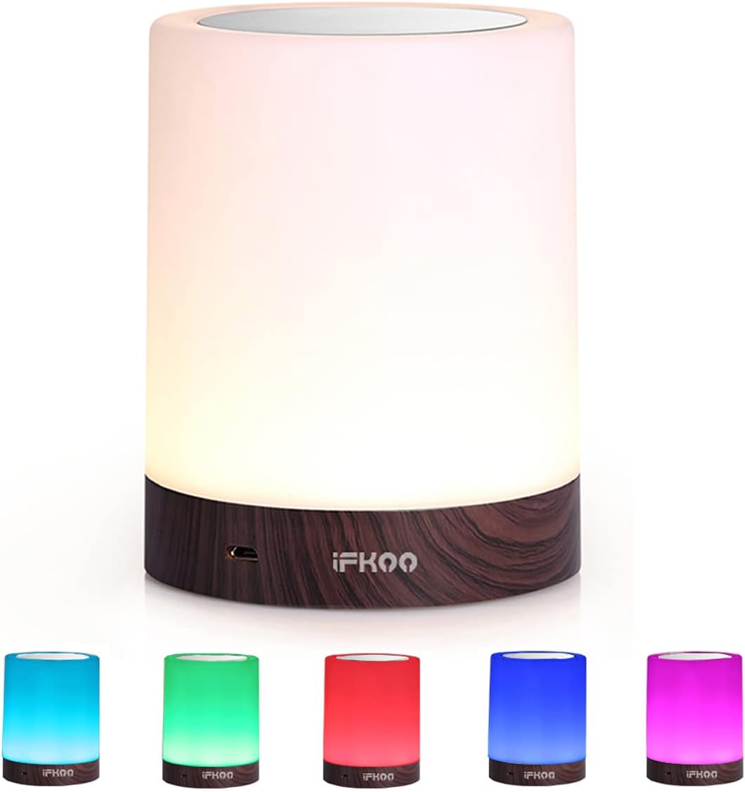 Bedside Lamp, Touch Lamp for Bedrooms, Table Lamp with Dimmable Warm Light, Rechargeable Portable Touch Sensor LED Color Changing RGB Night Light, Best Gifts for Baby, Teens, Kids Adults