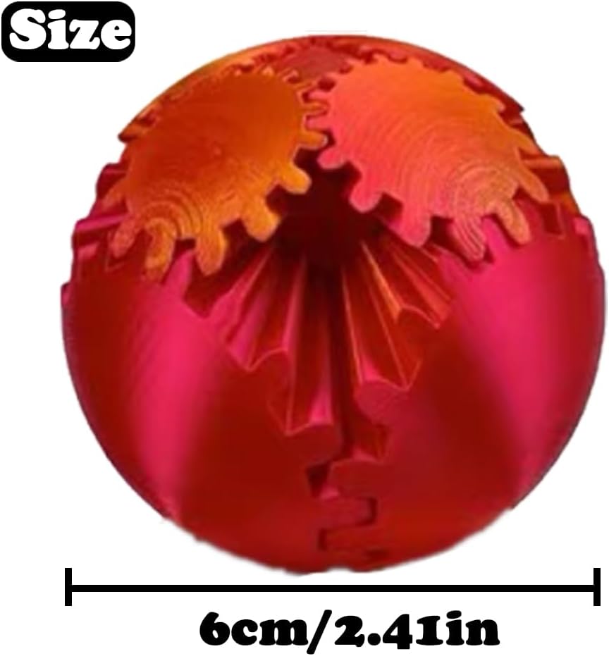 3D Printed Gear Ball, Gears phere Gear Ball Fidget Toy, Puzzle Balls, Fidget Ball, Cube Fidget Toy ,Gear Ball Toys for Classroom Prizes, Party Birthday, Anxiety Relaxing and Stress. (Red)