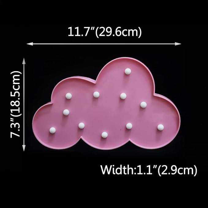 LED Cloud Marquee Signs, Light Up Cloud Decorative Signs Hanging Hole Nursery Room Night Light for Baby Shower, Party Supply, Christmas Decor-Pink