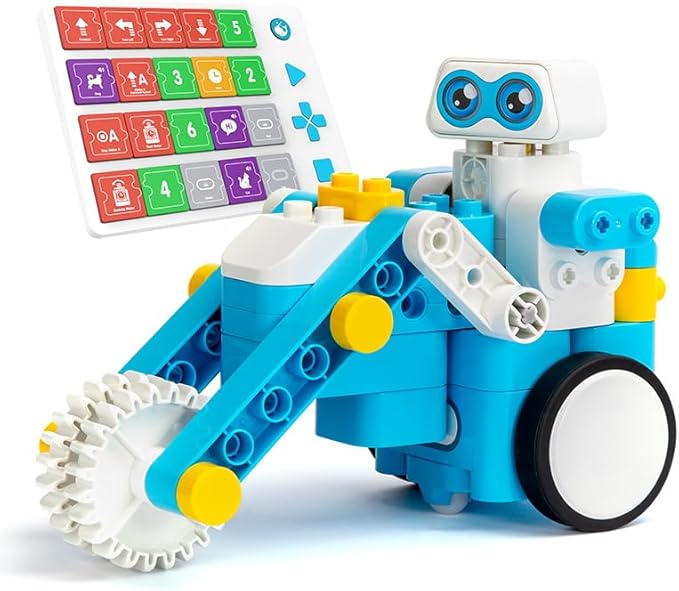 WhalesBot C3 Pro 12-in-1 Remote Control & Coding Robot Kit for Kids 4+, Advanced Smart Panel & Cards Programming, Educational STEM Toy, Block Building Set with Controller & Motor for Kids 4-6, 5-7