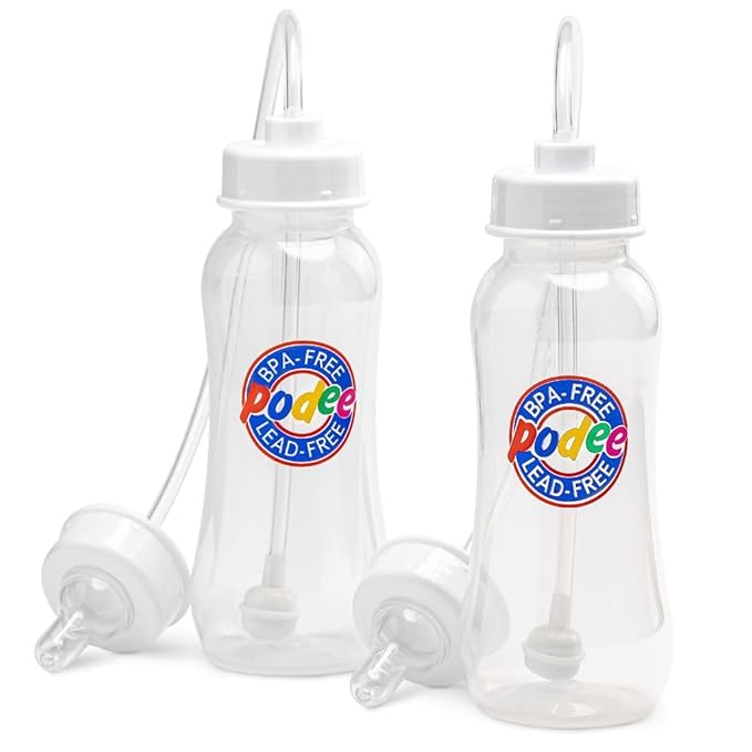 Hands-Free Baby Bottle - Anti-Colic Nursing System 9 oz Baby Bottle with Fast Flow Nipple/Teat 3m+ Infant with Tube Straw Feeding System for Toddler (2 Bottles - Classic)