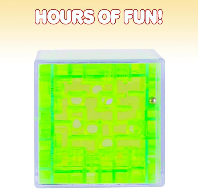 Gamie Brainy Maze Puzzle Cube Game, Set of 3, Maze Cube Puzzles for Kids, Mini Fidget Toys and Brain Teasers for Children, Birthday Party Favors, Goodie Bag Fillers, Stocking Stuffers
