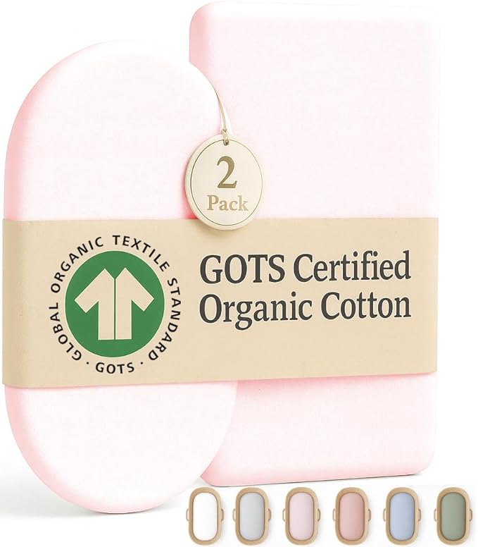 SNOO Compatible GOTS Organic Bassinet Sheets - Aegean Heritage Turkish Cotton 200 GSM - Feel The Quality at First Touch - Halo Bassinet / 100% Cotton SNOO Smart Sleeper Mattress (2 Pack) Boy & Girl