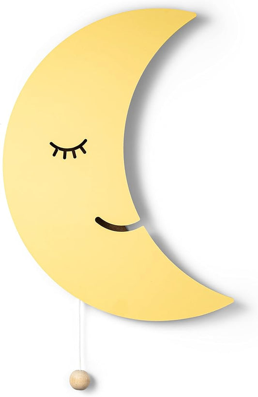 Lumipets Moon Wall Light - Nursery Decor, Baby Room Decoration, Wall Mounted, Battery Operated, Lightweight Hanging Crescent Night Light for Babies, Toddlers, Kids - 17.7 x 11.2 x 1.5-in