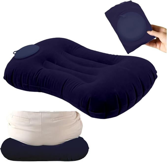 Portable Lightweight Mini Inflatable Pad,Stadium Booster Seat Bleacher Cushion,Foldable Waterproof Sitting Pad to Raise Height for Outdoor Camping Hiking Beach Office (Dark Blue)