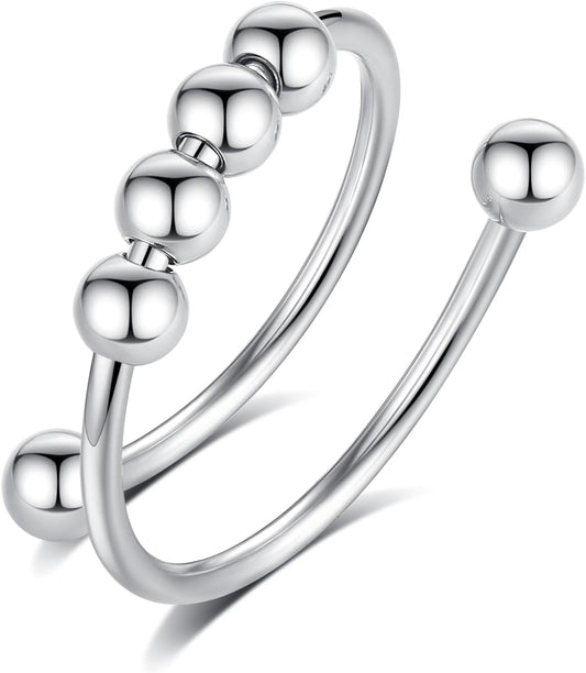 INFUSEU Funny Spinner Fidget Rings for Women Girls Anti Anxiety Stress Worry, Adjustable Size