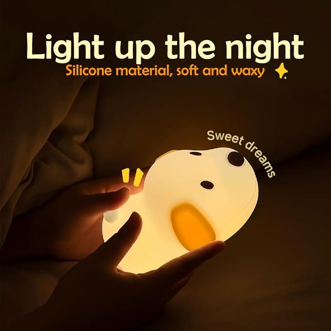 S NMT Cute Dog Silicone Night Light for Kids Room, 7 Colors Changing Nursery Sleeping Lamp, 3 Level Brightness Beside Table Lamp for Baby Room Gifts