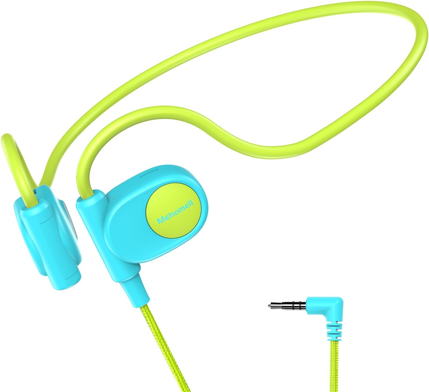 Kid Headphones for School, Air Conduction Open Ear Headphones, 3.5mm Jack Wired Cord, Ultra-Comfort, Ergonomic and Lightweight Design Perfect for School and Outdoor Activities-Blue Green