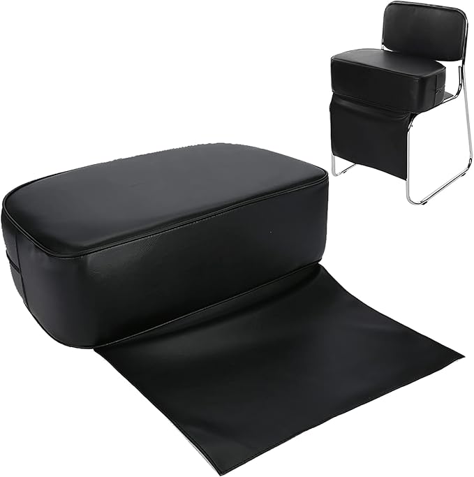 Salon Booster Seat Cushion for Hair Cutting, PU Barber Booster Salon Chair for Hair Stylist, Portable Barber Chairs Spa Equipment, Black, 19.3 x 6.1inch