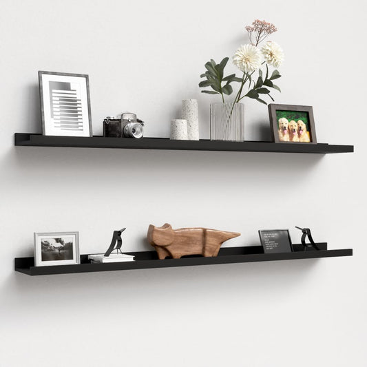 47.2 Inches Long Floating Shelves Wall Mounted, 2 Set Modern Wall Shelf for Bedroom, Nursery Book Shelf with Lip, Picture Ledge Shelf for Wall Decor Living Room Bathroom Kitchen - Black