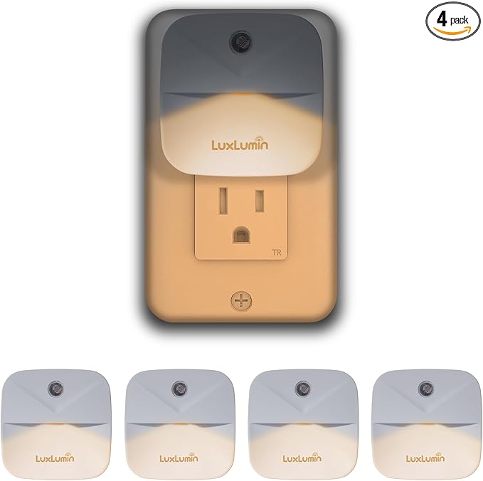 LED Night Light Plug into Wall with Smart Dusk to Dawn Sensor, Automatically Turn on and Off,Night Light for Kids,Bedroom,Bathroom,Stairs,Warm White, 4 Packs