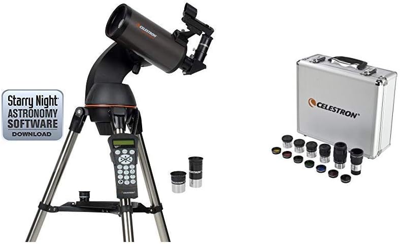 Celestron NexStar 90SLT Mak Computerized Telescope (Black) with Eyepiece and Filter Kit – 14 Piece Telescope Accessory Set