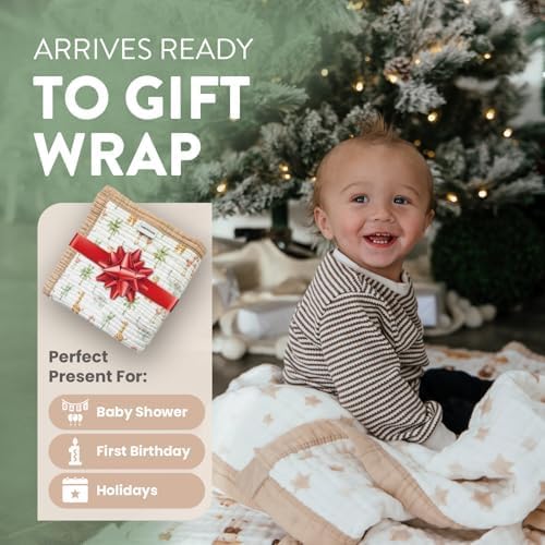 Organic Cotton Muslin Baby Blanket for Boys and Girls - Luxurious Soft Toddler Quilt for Swaddling - Gender Neutral Blanket - Baby and Toddler Gift - Farm