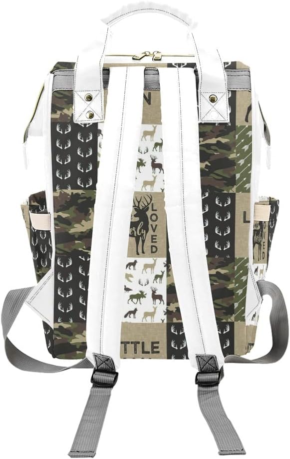 Little Antler Man Woodland Camouflage Diaper Bags with Name Waterproof Mummy Backpack Nappy Nursing Baby Bags Gifts Tote Bag for Women