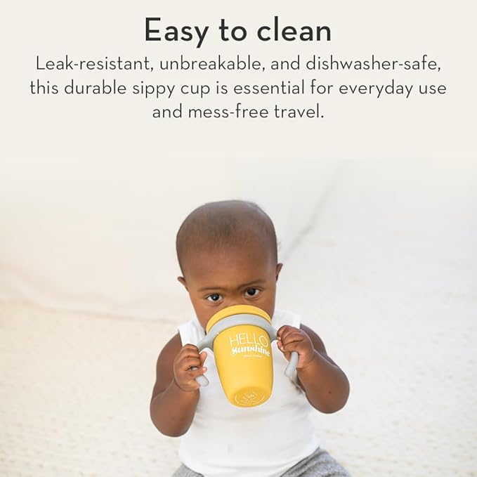 Bella Tunno Sippy Cup, Silicone Training Cup with Transition Handles for Infants, Toddlers & Kids, Babies 6-12 Months & Toddlers 1-3 Years, Boys & Girls, Glass Half Full Club, 8 oz