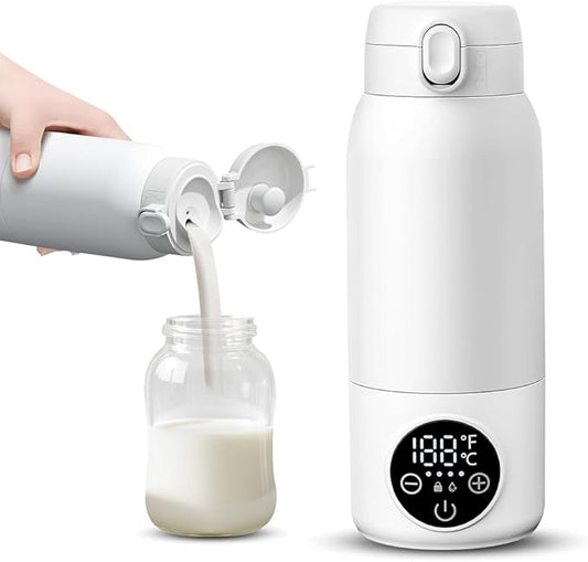 Portable Milk Warmer for Travel, 18.88oz Large Capacity Bottle Fast Breastmilk Water Warmer On The Go with LCD Display for Vehicle, Car, Airplane Journey