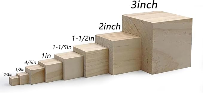 1 Inch Wood Blocks for Crafts, Unfinished Wood Cubes, Natural Blank Square Wooden Blocks, Wooden Cubes for Arts Crafts DIY Projects（1 * 1 * 1 inch，50Pcs）