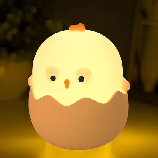 Easter Chick Egg Night Light - Dimmable 7-Color LED Nursery Lamp for Babies, Soft Silicone Touch Eggshell Decor for Easter Basket, Bedroom & Kids Room, Easter Gifts & Birthday Presents