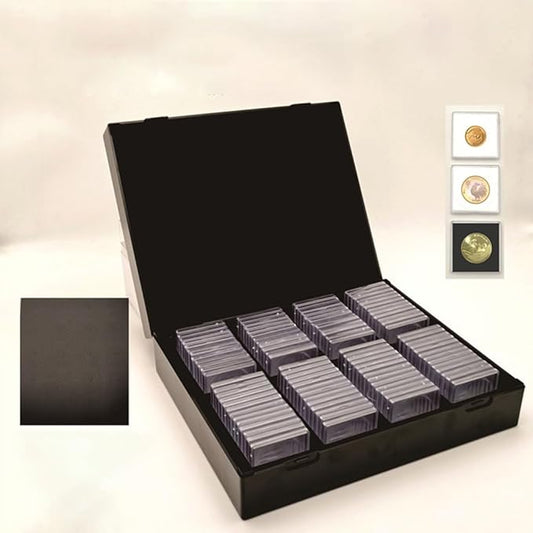 100Pcs Square Clear Coin Capsule Holder Collection Box Case Container Adjustable for 20mm,25mm,30mm,35mm,40mm
