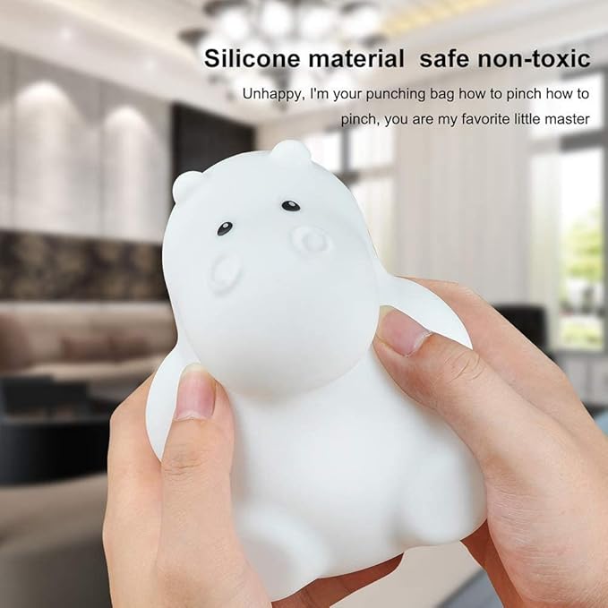 Night Light, Kids Bedside Lamp, Baby Nursery Lamp for Breastfeeding Safe, Break Resistant, Eye Caring, Adjustable Brightness & Color, Timing Function, Remote Control + Touch Control - Hippo