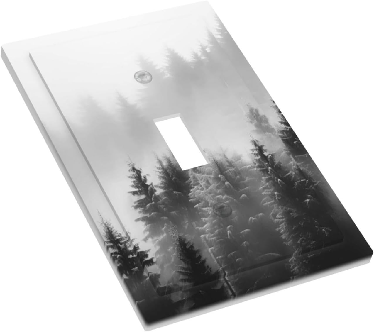 Foggy Forest Natural Scenery Retro Tree Pine Decorative Light Switch Cover 1 Gang Single Toggle Device Electrical Faceplate Switchplates Decorator Outlet Wall Plate for Bed Room Living Room Decor