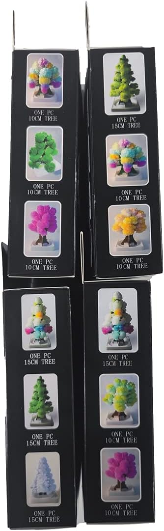 3 in 1 Mini Christmas Tree Magic Growing, Paper Tree Colorful DIY Crystal Growing Kit/Ornaments Decoration Toy Novelty Xmas Gift Boys Girls Science Kits & Toys Learning Guide (B)