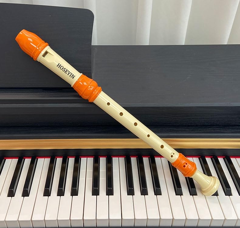 Alto Recorder Baroque style F Key 8 Holes Recital Level Soprano Recorder for Beginners Kids students (orangish white)