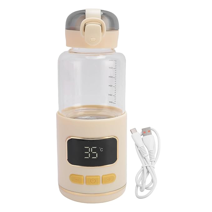 Portable Bottle Warmer Adjustable Temperature Rechargeable Cordless Baby Milk Warmer for Travel Outdoor