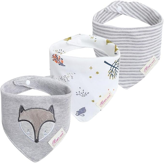 JN&LULU 3 Pack Newborn Baby Bibs Bandana Drool Bibs for Drooling Cotton Baby Gifts