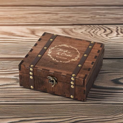 AW BRIDAL Personalized Wedding Keepsake Box Memory Box Wooden Storage Box for Trinkets Photos Jewelry Wedding Engagement Gifts for Couples//DK2201CPP67//