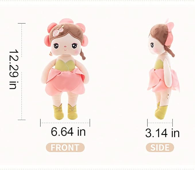 13" Exclusive New MeToo Princess Doll - Cute Flower Fairy Plush, Soft Baby Girl Gifts, Non-Toxic Skin-Friendly PP Cotton Stuffed Angela (Rose)