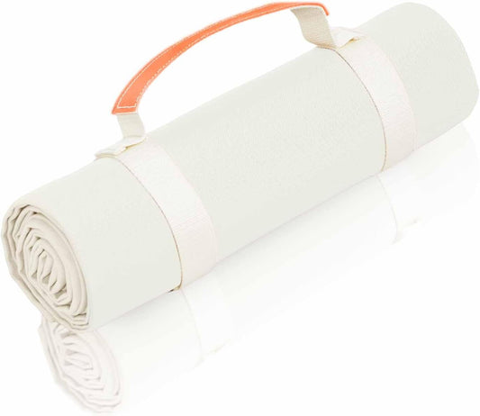 4’9” x 6’3” White Lightweight Water-Resistant Canvas Mat – Picnic, Outdoor, Beach, Park, Camping, Toy Mat