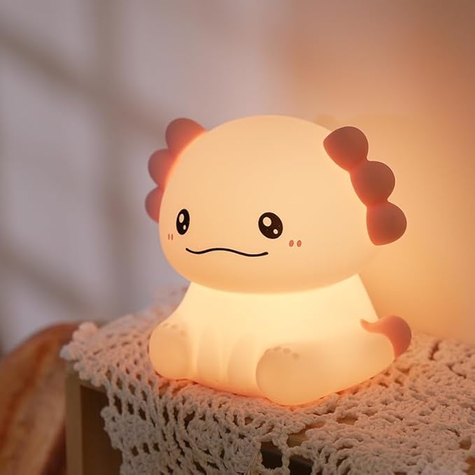 Axolotl Night Light, Cute Axolotl Lamp Gift, LED Animal Silicone Night Light Cute Room Decoration for Girls and Boys