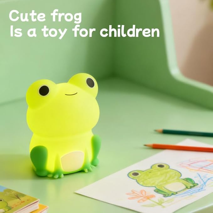 Night Light for Kids,Cute Frog lamp,Warm-Toned Soft Silicone Sleep Night Light,Best Bedroom Bedside Decor Christmas Birthday Gift for Boy Girl Toddler