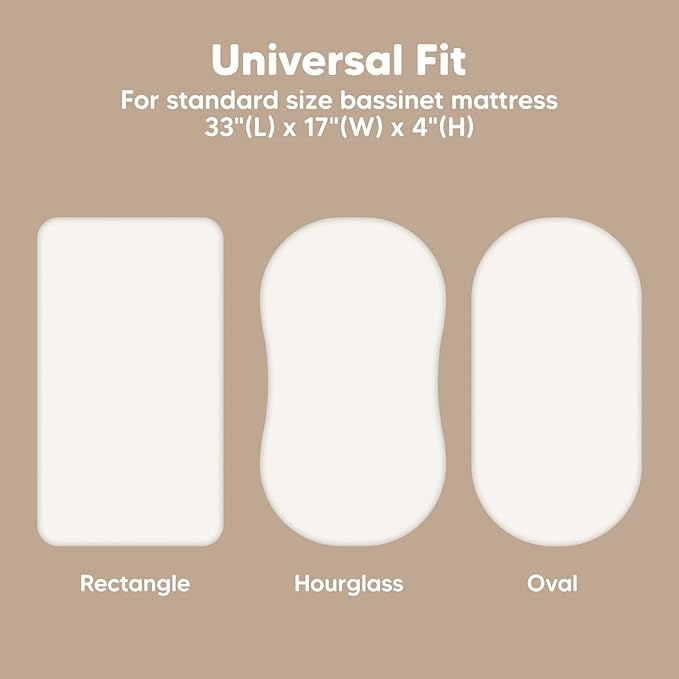 2-Pack Baby Bassinet Sheets Girl, Boy - 33x17 Viscose Derived from Bamboo Bedside Mattress Fitted Bassinet Sheets, Compatible with Halo Bassinest Swivel Sleeper, Baby Delight, Graco(Soft White)