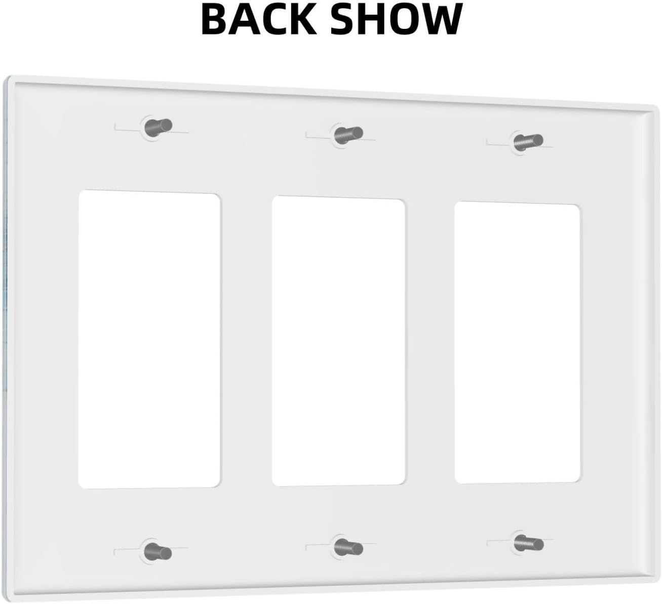 Decorative Outlet Covers Modern Abstract Blue Gold Line Marble 3 Gang Wall Plate Triple Rocker Light Switch Cover Plate Jumbo Electrical GFCI Faceplate for Kitchen Bedroom Home Decor